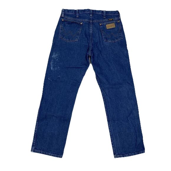 Wrangler Men’s Jeans Blue Denim 34x30 (Measures 33x29) Distressed Workwear - Picture 1 of 16